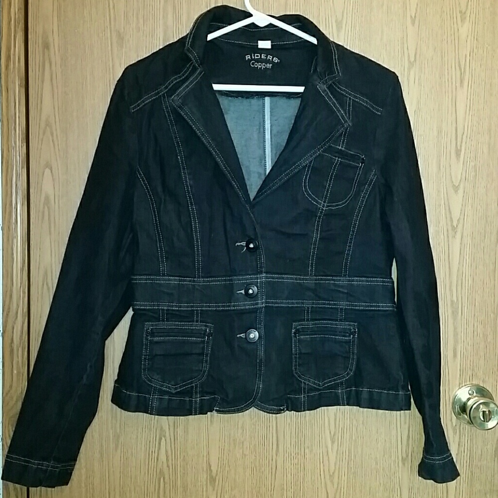 Riders Copper Dark Denim Jean Blazer Juniors Large